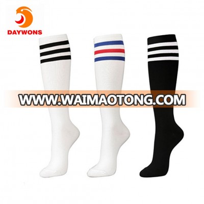 Daywons College Style Stripe Tube Cotton Socks Over the Knee Thigh High Stockings for Sports