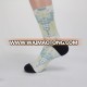 Custom design seamless colorful print wholesale knee high winter women socks