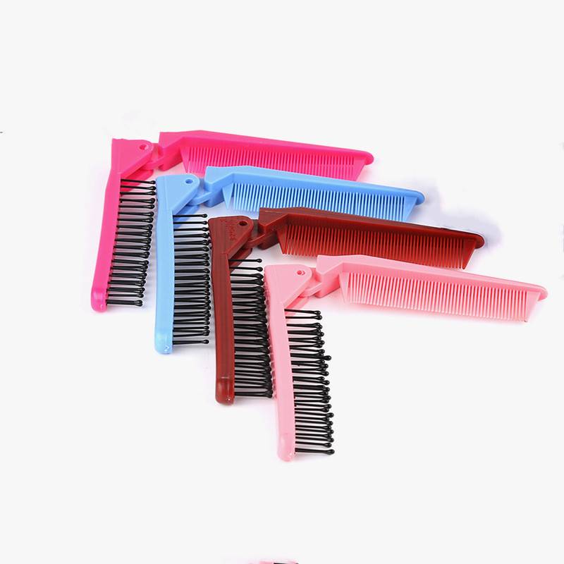 2021 New Arrival Folding Hair Brush Portable Plastic Straight Massage Hairdressing Tools Travel Size Pocket Comb