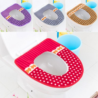 Bathroom Soft Thicker Warmer Stretchable Washable Cloth Toilet Seat Cover Pads Soft and Warm Thicken Toilet Seats Covers